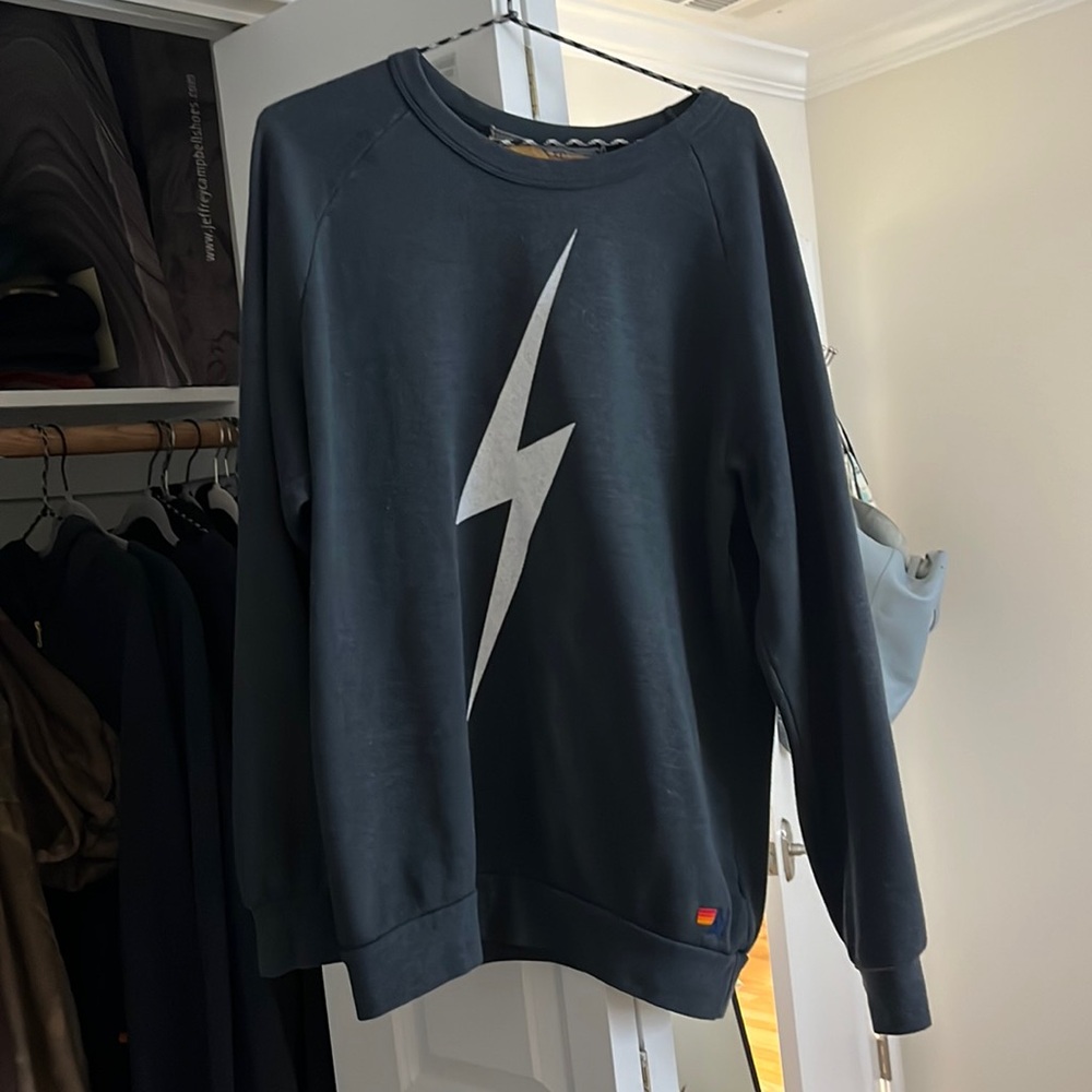 AVIATOR NATION charcoal bolt crew neck - XL